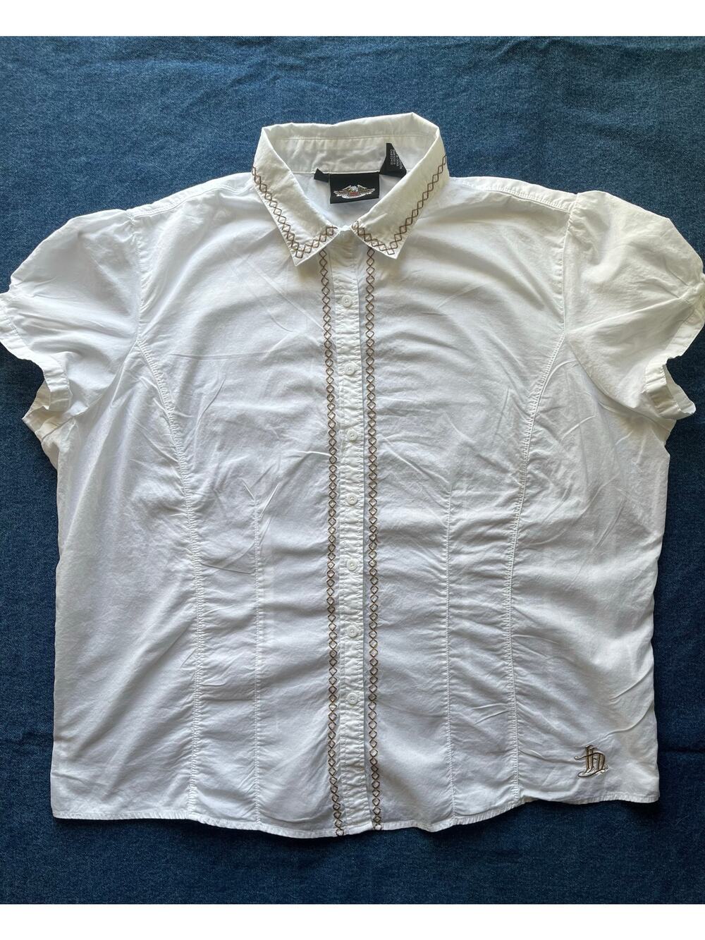 Harley Davidson White Button Up Blouse